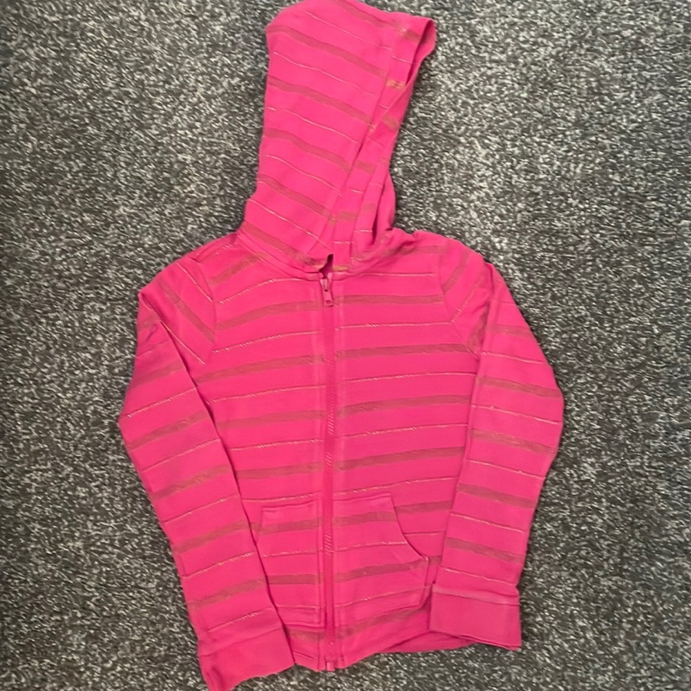 Hatley Pink with gold stripe zip sweatshirt